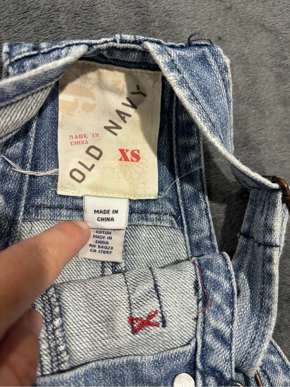 Vintage Old Navy Girls Denim Overall Dress Size XS Light Wash Adjustable Y2K